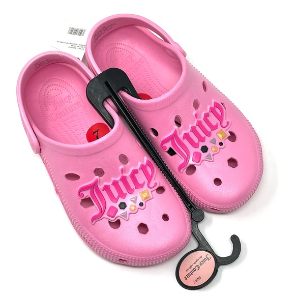JUICY COUTURE Clogs Shoes Kids Little Girls SIZE 2M Barbie Pink Gems Sandals NWT - Picture 3 of 14